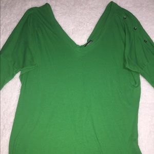 Express Green V neck Top